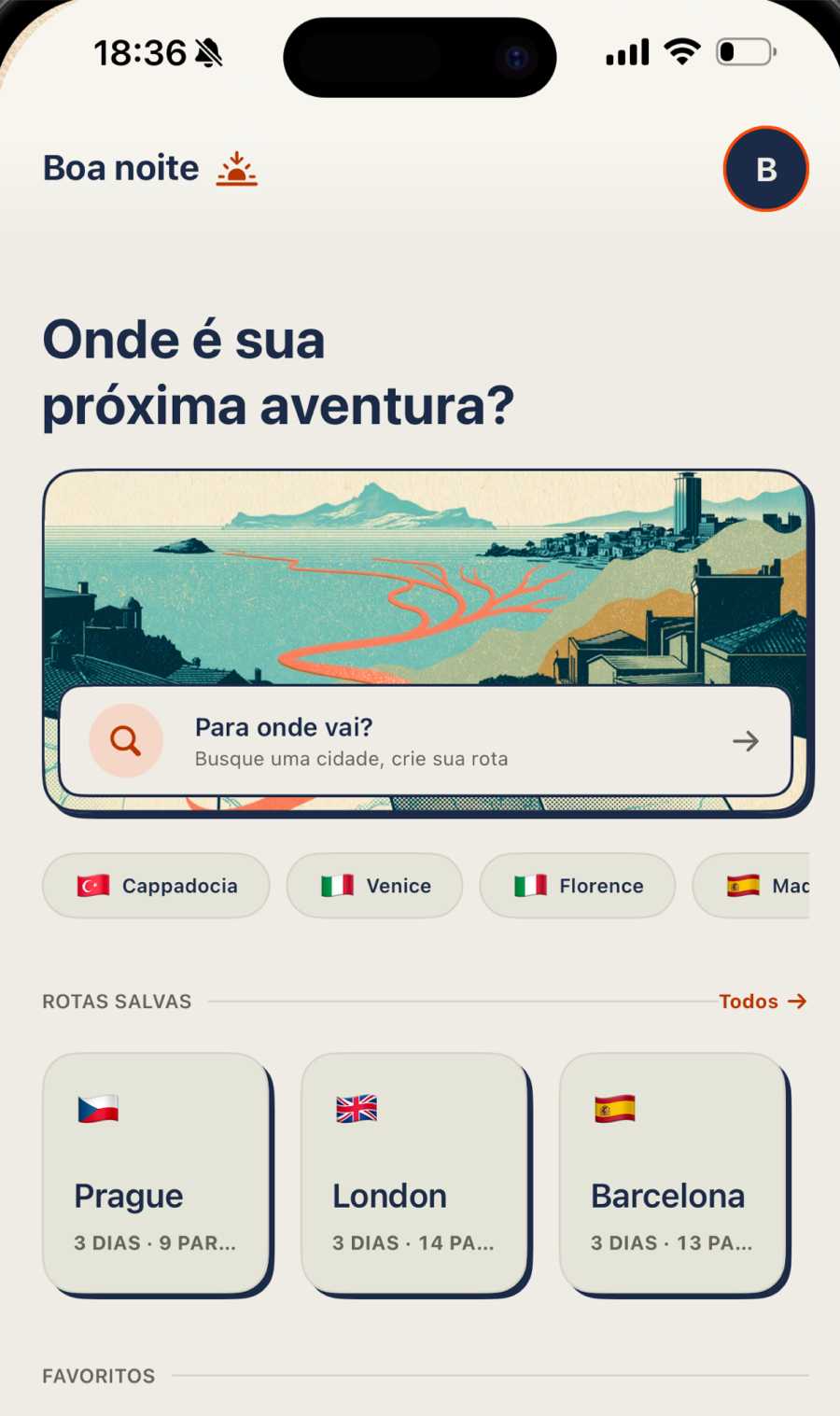 Gezgo uygulama ana ekranı